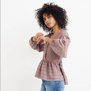 Madewell Striped Peplum Top NWOT